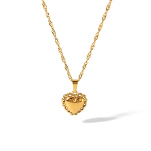 1 Piece Retro Classic Style Heart Shape Stainless Steel  Gold Color Women's Pendant Necklaces h5 Picture2